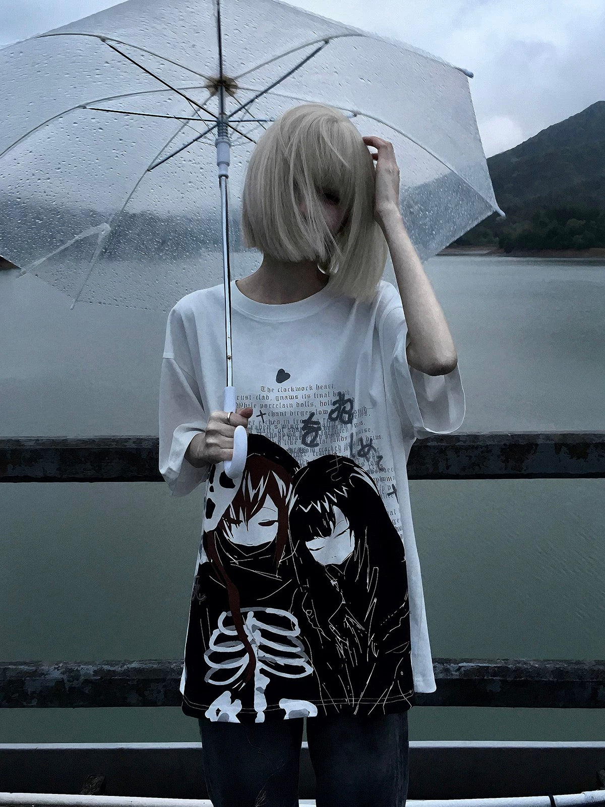 Harajuku Anime Graphic T-Shirt Yami Kawaii Loose Fit Cotton Tee for Men Women